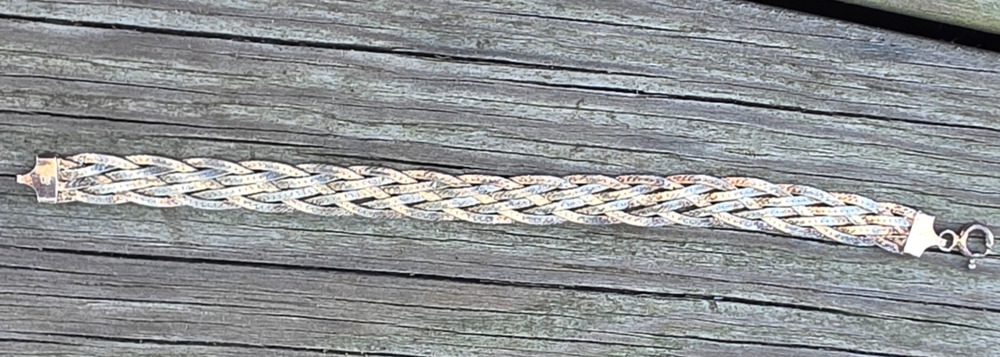 Sterling Silver 925 Braided Herringbone Bracelet 7" MILOR Italy 9/16" CD1 8 gr